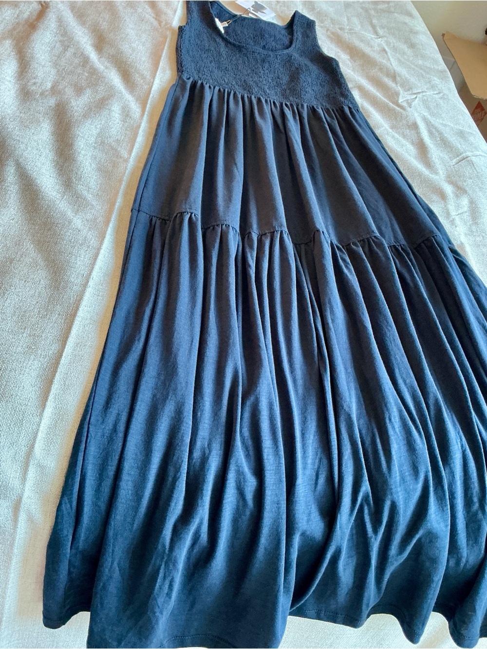 Nation LTD Clementine Pima Cotton Smocked Midi Dress Midnight Navy S - Picture 9 of 16